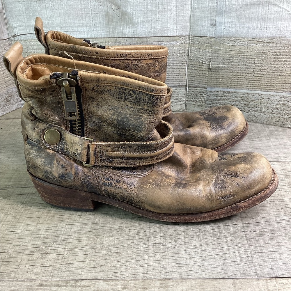 Bed|Stu Cobbler Series Brown Leather  Short‎ Boots size 7.5